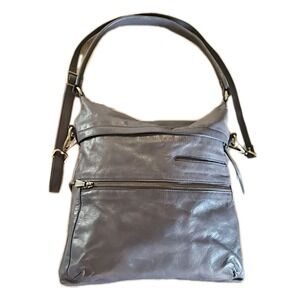 Hobo Authentic Liberty Convertible Crossbody Shoulder Bag Purse Gray Leather